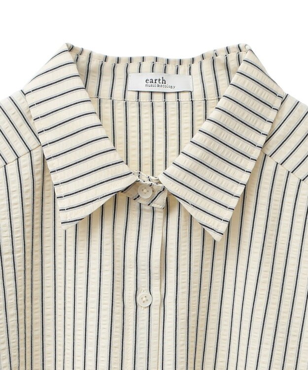 earth music&ecology サッカーストライプシャツ Black