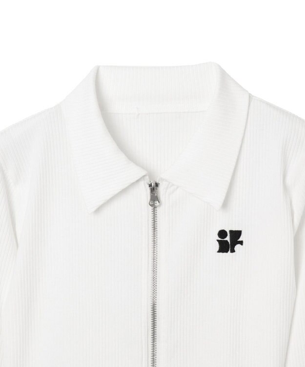 WEGO ワンポイントデザインWZIPトップス ホワイト