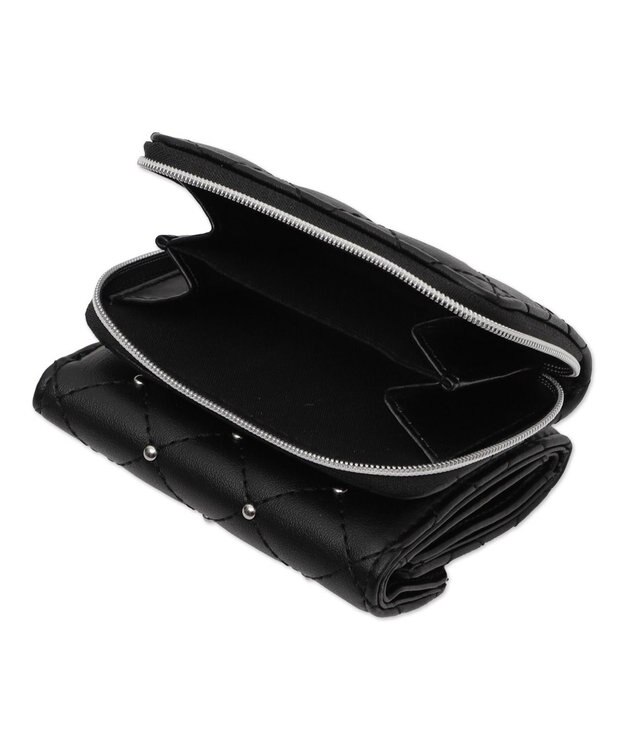WEGO スタッズキルティングフラップウォレット ブラック