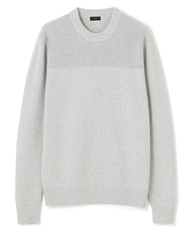 JOSEPH HOMME 【LEON 掲載】シルクバルキーハニカム　クルーネックニット ライトグレー系