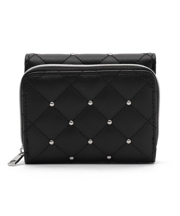 WEGO スタッズキルティングフラップウォレット ブラック