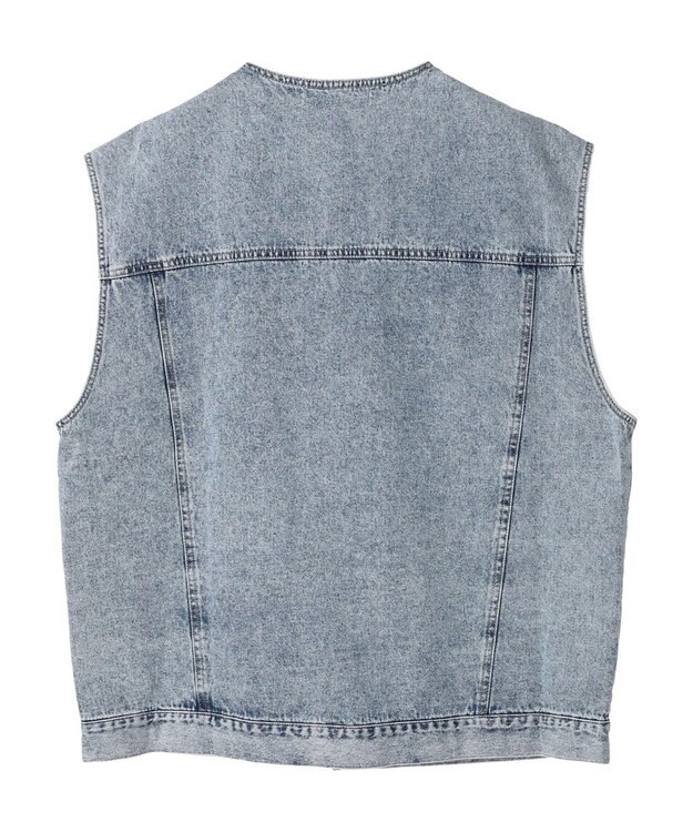 Green Parks ・ＥＬＥＮＣＡＲＥ　ＤＵＥ　ノーカラーデニムベスト Blue