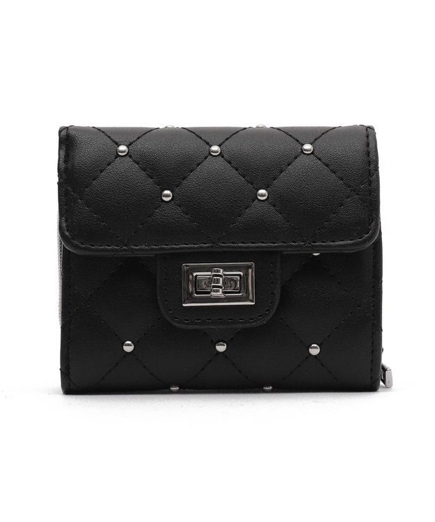 WEGO スタッズキルティングフラップウォレット ブラック