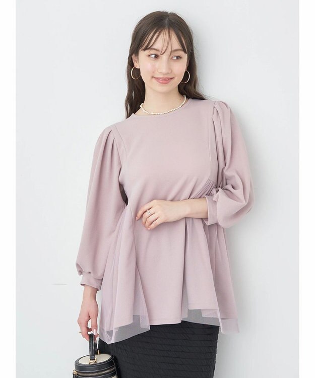 earth music&ecology チュールドッキングチュニック Pink Beige