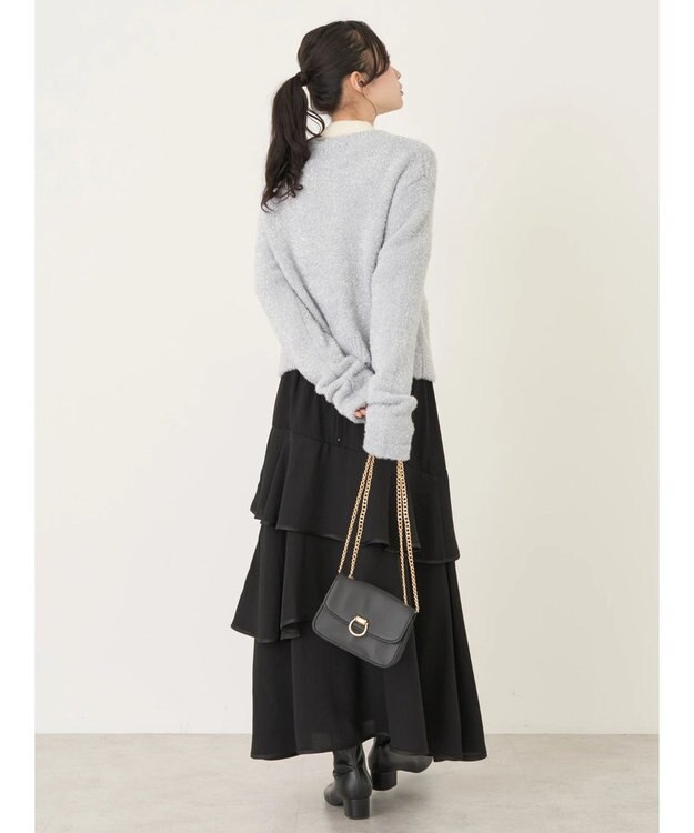 earth music&ecology キラキラシャギーカーディガン Light Gray