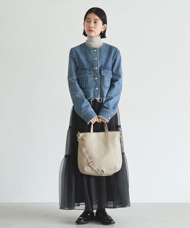 russet エンボスモノグラム ソフトレザー 2WAYトートバッグ(CE-1611) GrayBeige