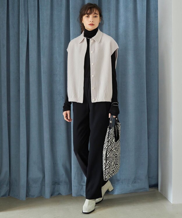 ICB L 【新色追加・洗える】 パウダリーリブ ハイネックプルオーバー ブラック系