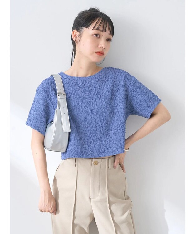 earth music&ecology ホイップ風ジャガードプルオーバー Blue