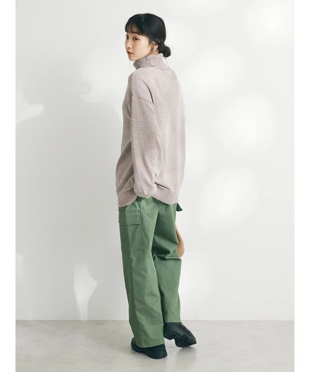 CRAFT STANDARD BOUTIQUE 洗えるコードモールタートルネックプルオーバー Gray Beige