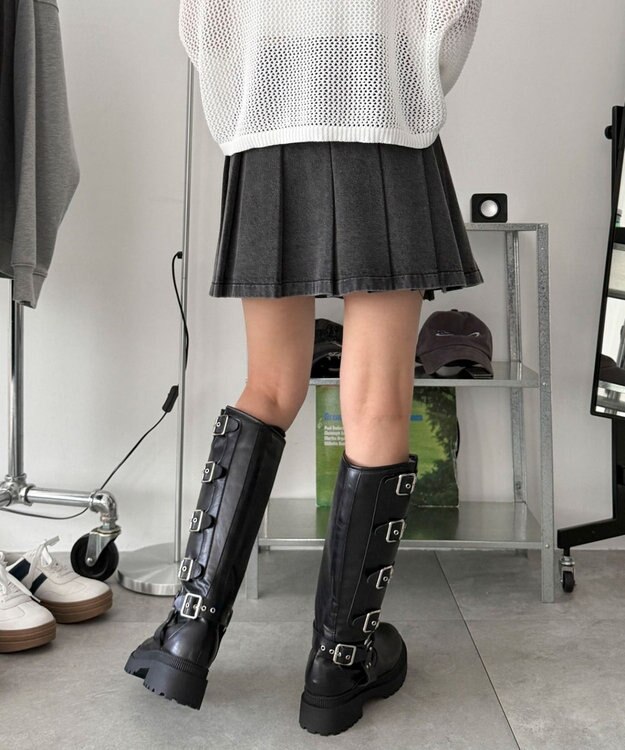 WEGO ハトメベルトロングブーツ ブラック