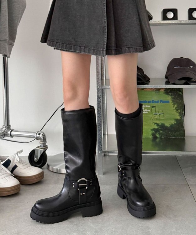 WEGO ハトメベルトロングブーツ ブラック