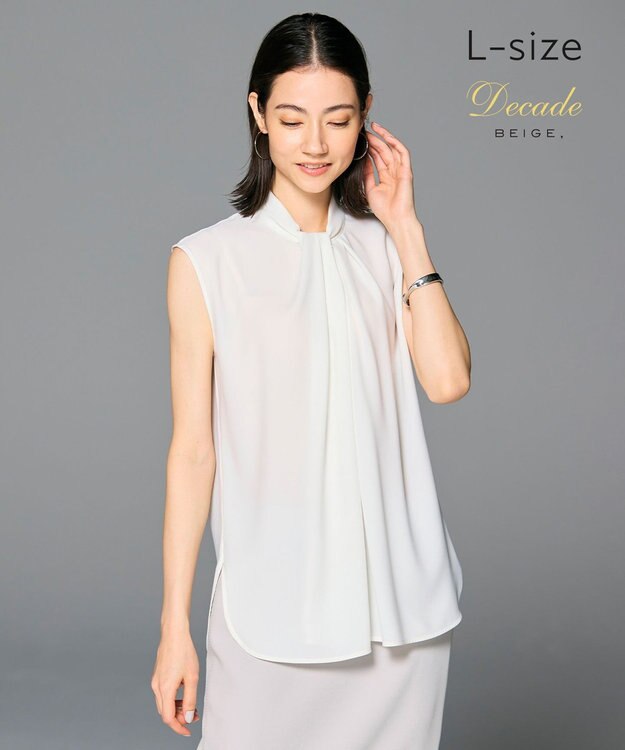 BEIGE， 【L-size】ANITA / ノースリーブタックブラウス White