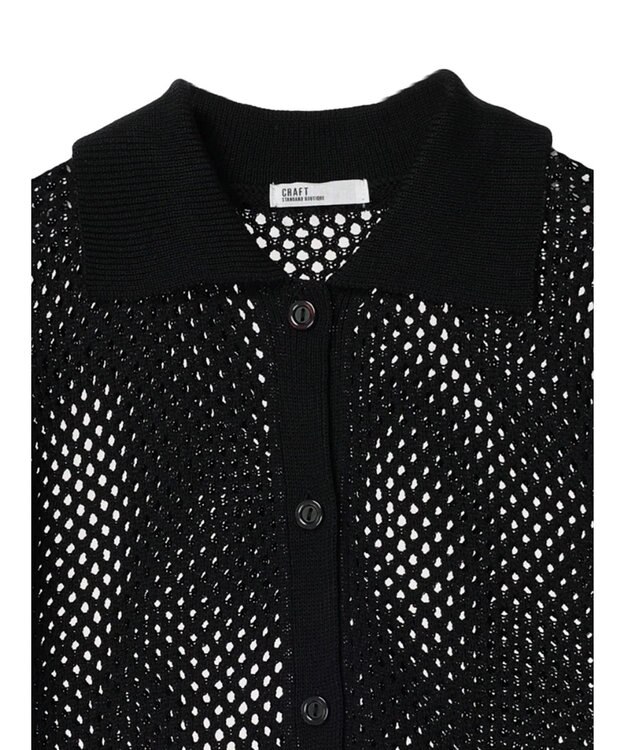 CRAFT STANDARD BOUTIQUE 配色メッシュニットカーディガン Black