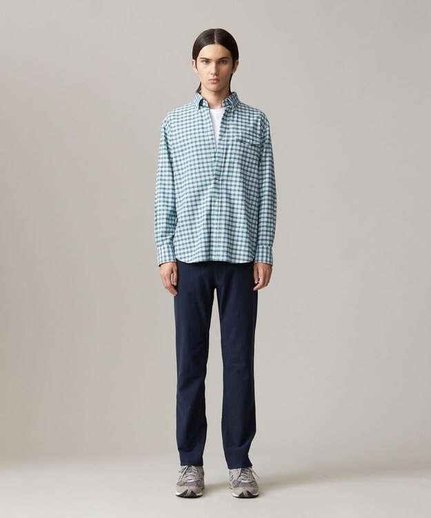 J.PRESS MEN ストレッチ コットンネルシャツ グリーン系3