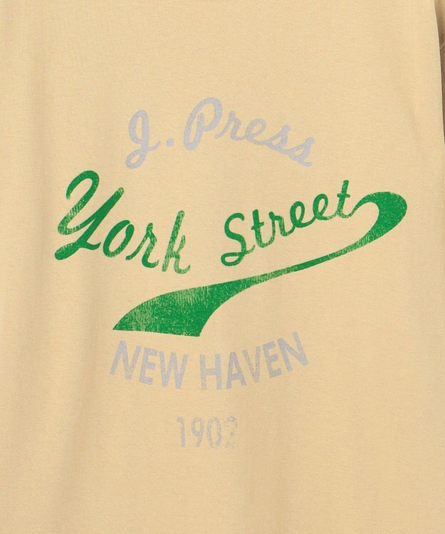 J.PRESS YORK STREET 【UNISEX】ロゴデザインプリントTシャツ ベージュ系