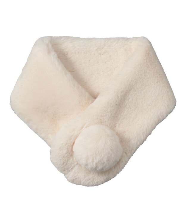 MOONBAT 【洗える】ふわもこマフラー ミニうさしっぽ オフホワイト