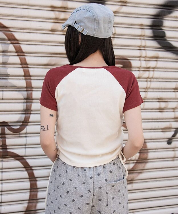 WEGO キーネックサイドレースアップちびT 柄2