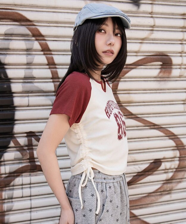 WEGO キーネックサイドレースアップちびT 柄2