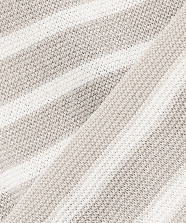 ANY L 【洗濯機可/アンチピリング/UVケア】アクリルガーターニット グレー×オフボーダー