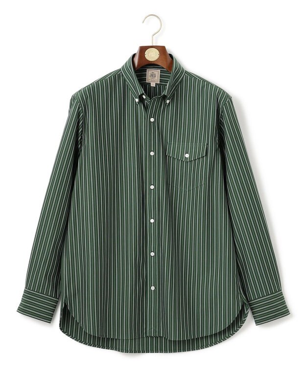 J.PRESS MEN KANEMASA マルチストライプジャージ シャツ ダークグリーン系1