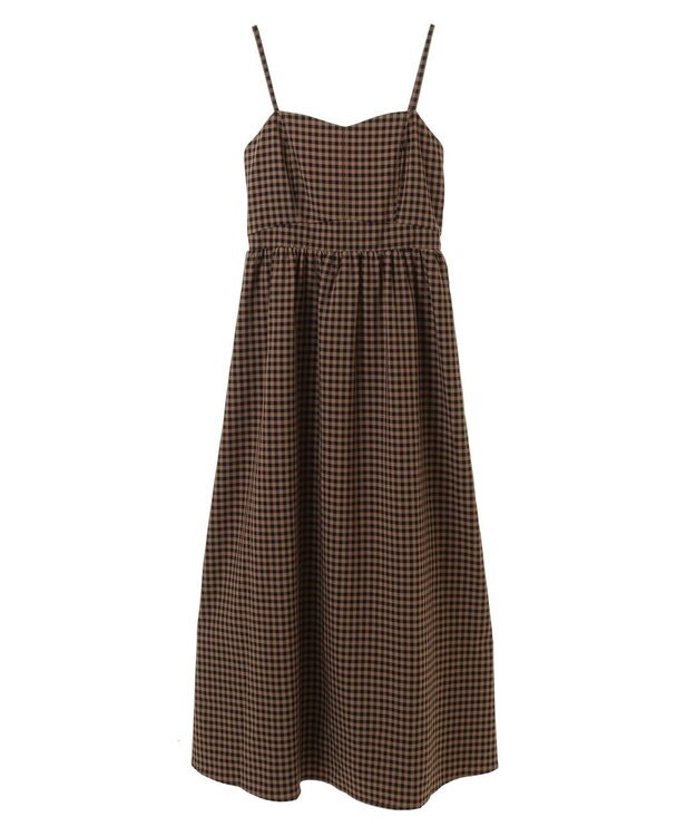 earth music&ecology ビスチェ風キャミドレ Check Brown