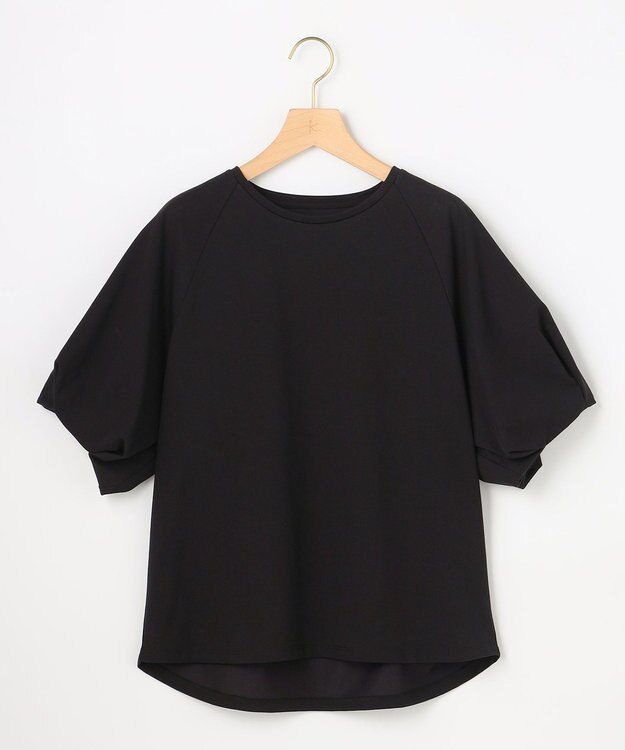 組曲 【先行予約】プレーティング天竺 バルーンスリーブカットソー ブラック系