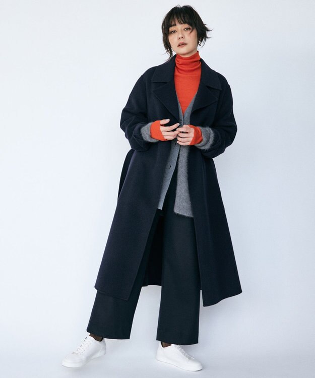 ICB 【洗える】 ウォッシャブルウールジャージー ワイドパンツ ネイビー系