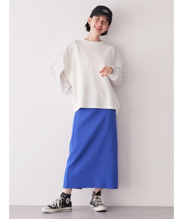 AMERICAN HOLIC イージーケア異素材ポンチプルオーバー Off White