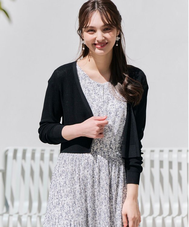 ANY SIS 【接触冷感・UVケア】ショートレングス畔 カーディガン ブラック