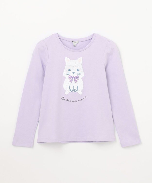 ANY KIDS ミラクルスパンコール 長袖 Tシャツ ラベンダー×ハムスター