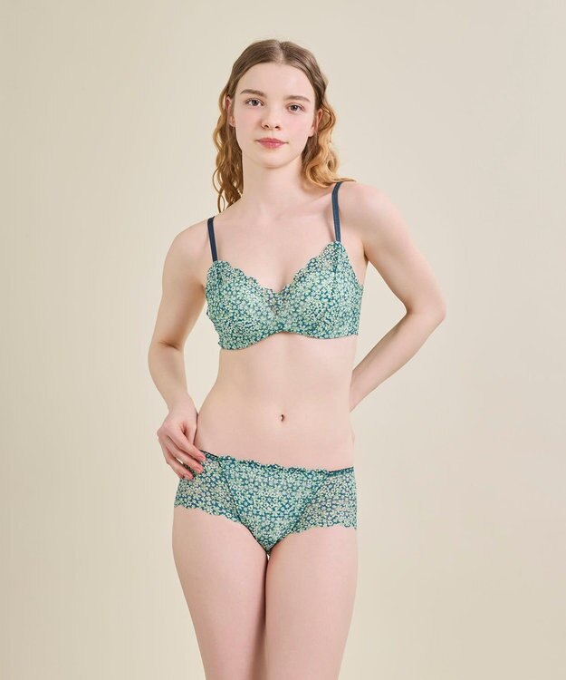 une nana cool 【リニューアル】364ブラ レース MADE WITH LIBERTY FABRIC ブルーグリーン