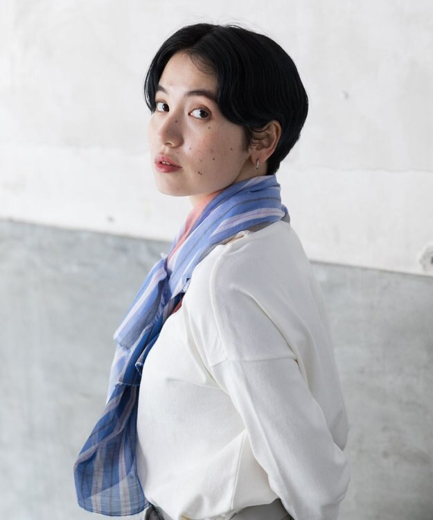 POLS 播州織 極細コットンストール Sサイズ ブルー