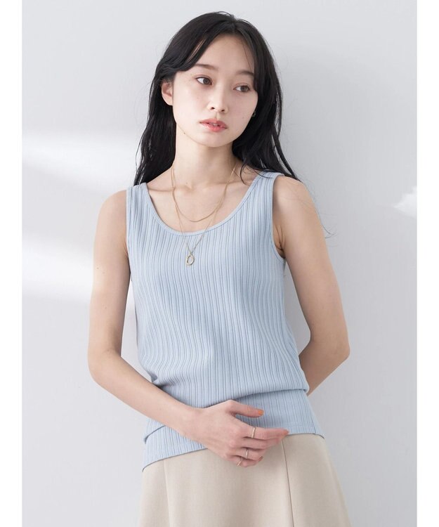 earth music&ecology ２ＷＡＹネックリブタンクトップ Sax