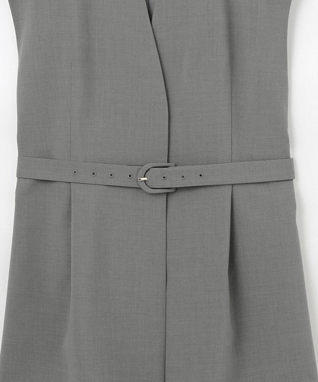 #Newans 【洗濯機可能/ストレッチ】ペプラムジレ グレー