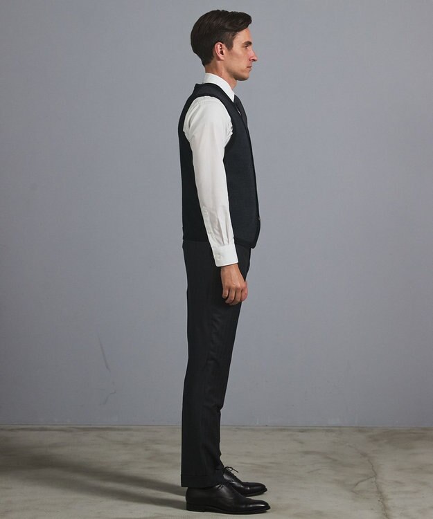 GOTAIRIKU 体温調整に【洗える/チクチクしにくい/ピリングしにくい】イタリア糸 ハイゲージ ベスト_WOOL100% ブラック系