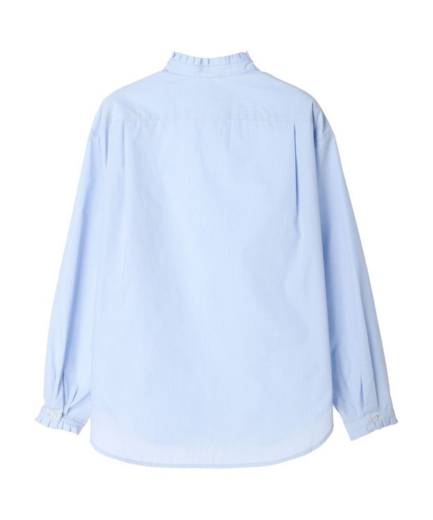 earth music&ecology Ｔ／Ｃ　スタンドフリルブラウス Stripe