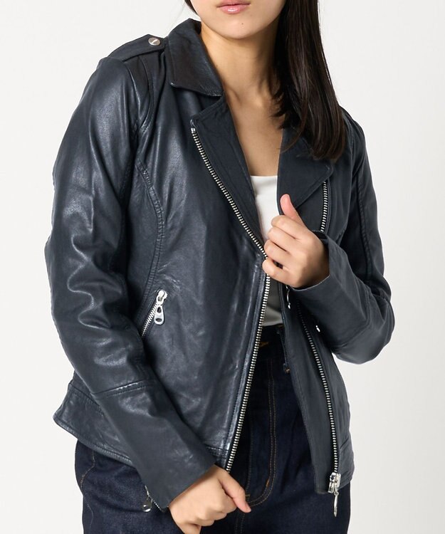 woadblue ＜DOMA＞MOTO JACKET NAVY NAVY