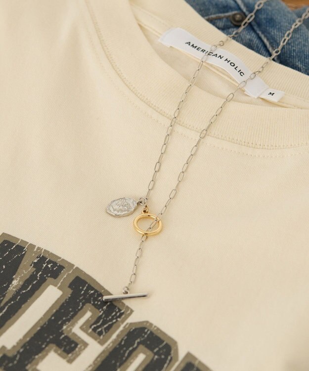 AMERICAN HOLIC ステンレスコインマンテルネックレス Silver