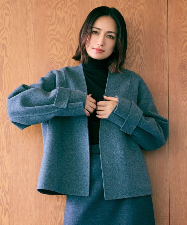 BEIGE， GRASSE / リバーウールクロップドコート Md Gray