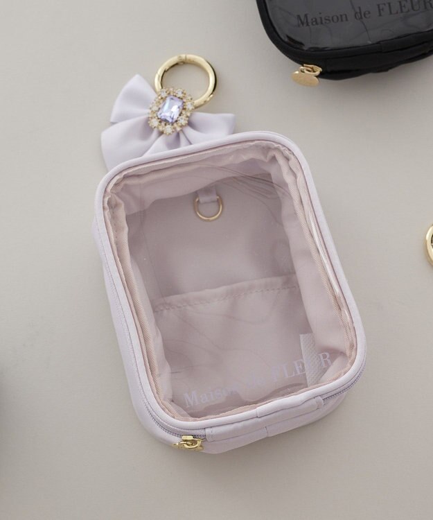 Maison de FLEUR ビジューリボンクリアポーチS Lavender