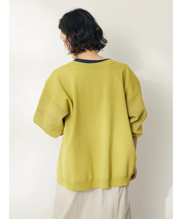 CRAFT STANDARD BOUTIQUE 超軽量メッシュ切替2wayカーディガン Yellow