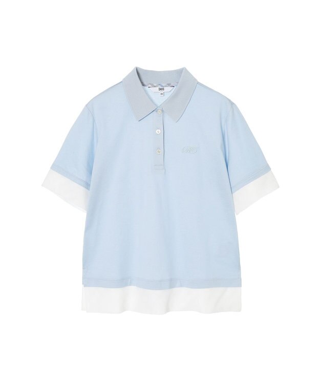 DAKS GIZAコットン レイヤード風天竺プルオーバー アクアスカイ