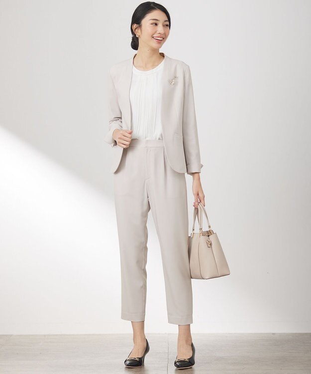 ANY SIS 【洗える】フロントプリーツシフォン ブラウス オフ