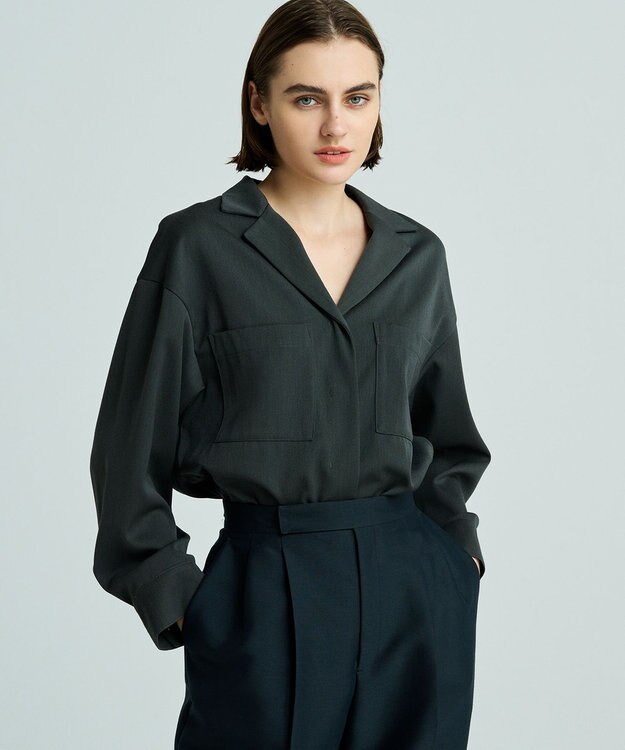 uncrave 【UNISEXあり】ギャバジン シャツ（uncrave WHITE） スレート