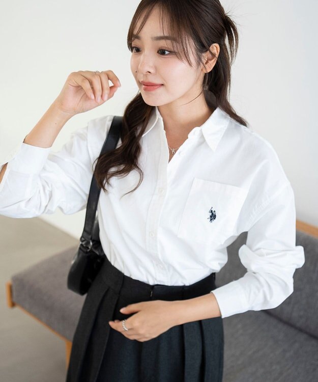 WEGO 【25年秋新色登場★】U.S. POLO ASSN.別注ロングスリーブシャツ ホワイト