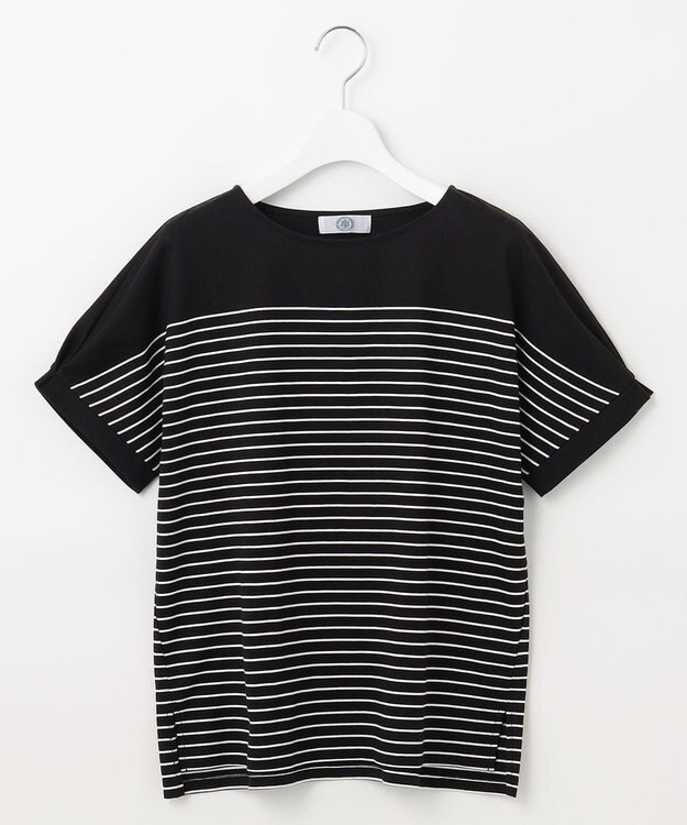 J.PRESS LADIES パネルボーダー ドルマン カットソー ブラック系1