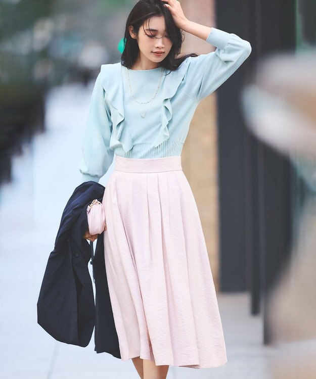 組曲 【洗える】Elenaラッフル ニット グリーン系