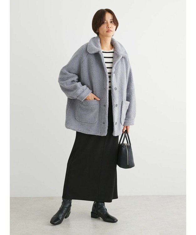 Green Parks 衿付きボアブルゾン Blue