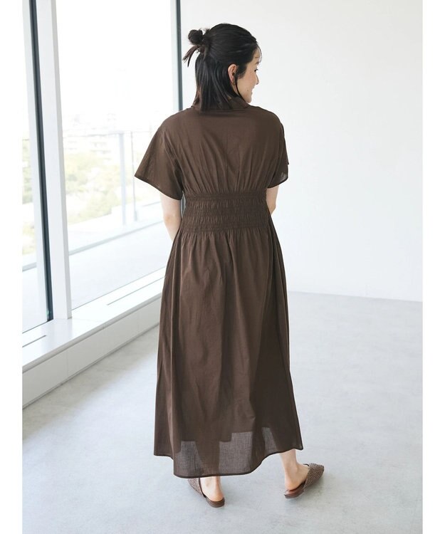 CRAFT STANDARD BOUTIQUE インド綿オープンカラーワンピース Brown