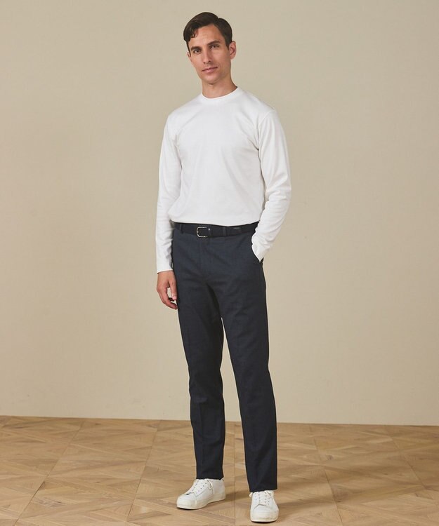 GOTAIRIKU 【綿100％】カバーネック ドレスTシャツ_ロング ホワイト系